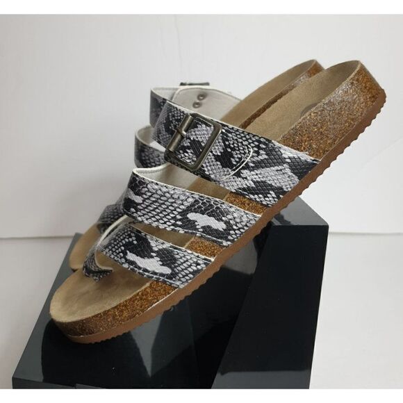 Women's Slip On Strappy Sandals 10 Buckle Strap Toe Loop Snake Print Sz 10 NWOT - Picture 5 of 9